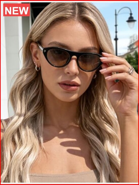 Oval Retro Sunglasses for Women Men Trendy Small Cateye UV Protection Shades main image 7